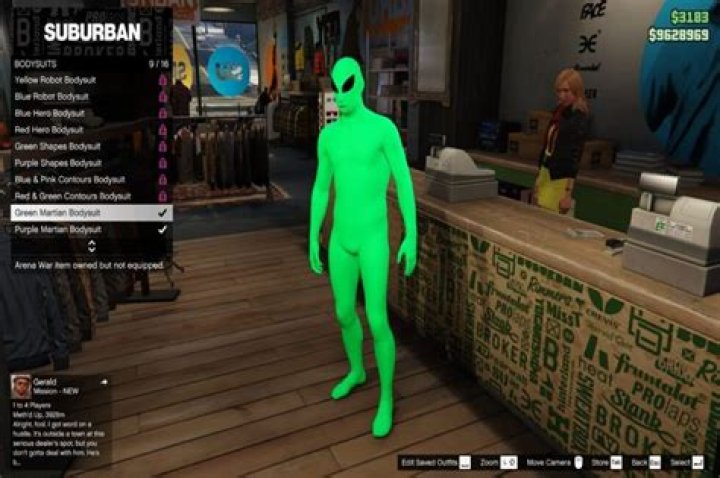 A green martian bodysuit in GTA V.
