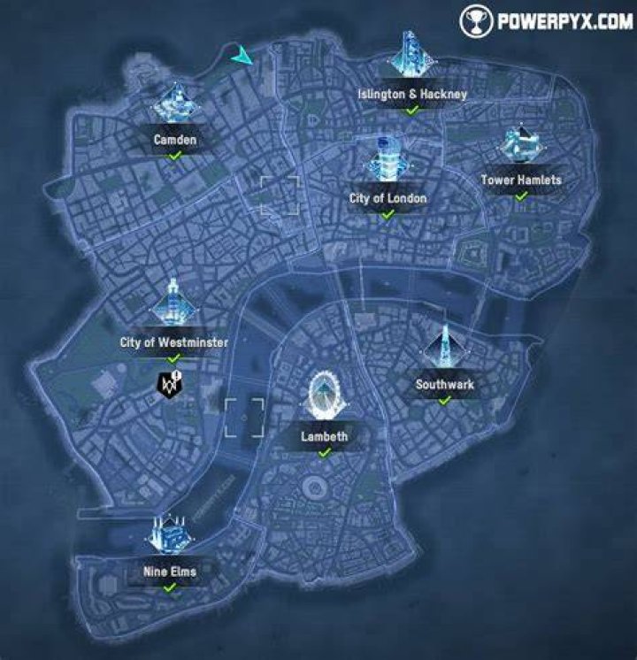 A map of Watch Dogs: Legion