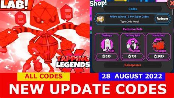All New Roblox Tapping Legends Codes (June 2022)