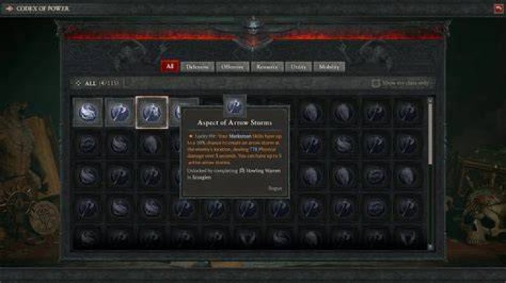 Aspects for Rogue Diablo 4