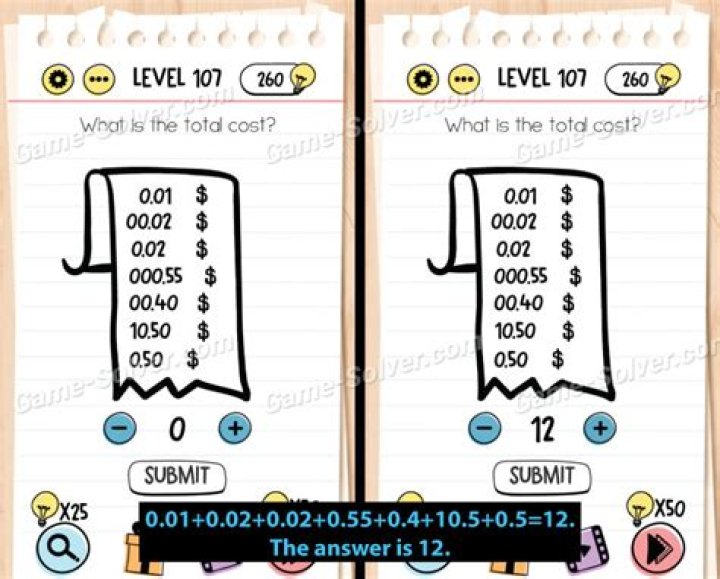 Brain Test Level 107 Answers Brain Test Level 107 Answers