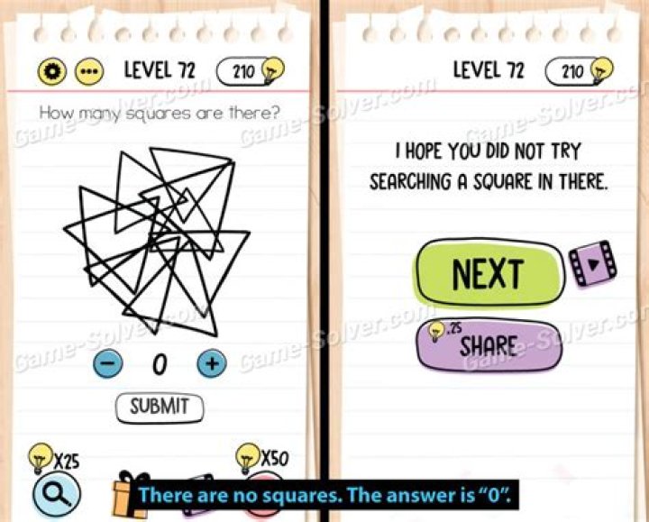Brain Test Level 72 Answers