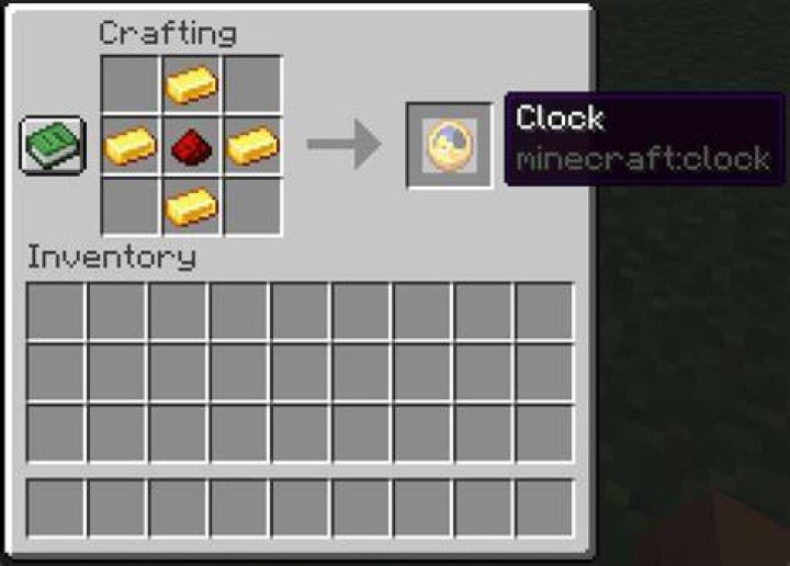 Crafting recipe for a clock