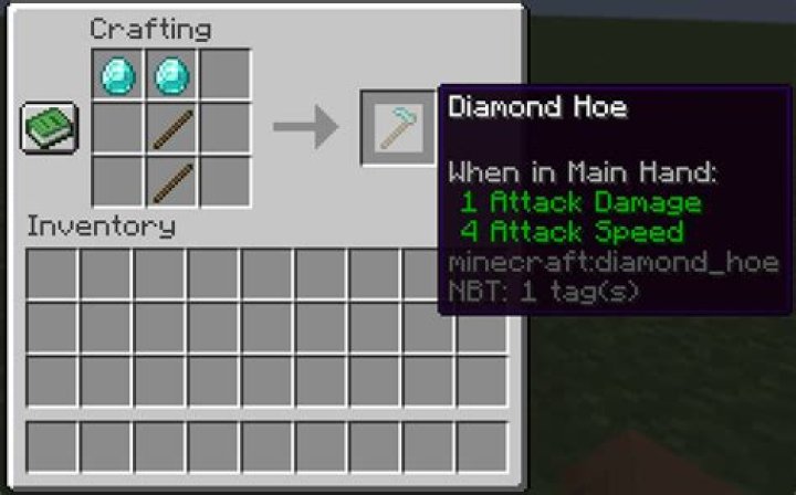 Crafting recipe for a hoe