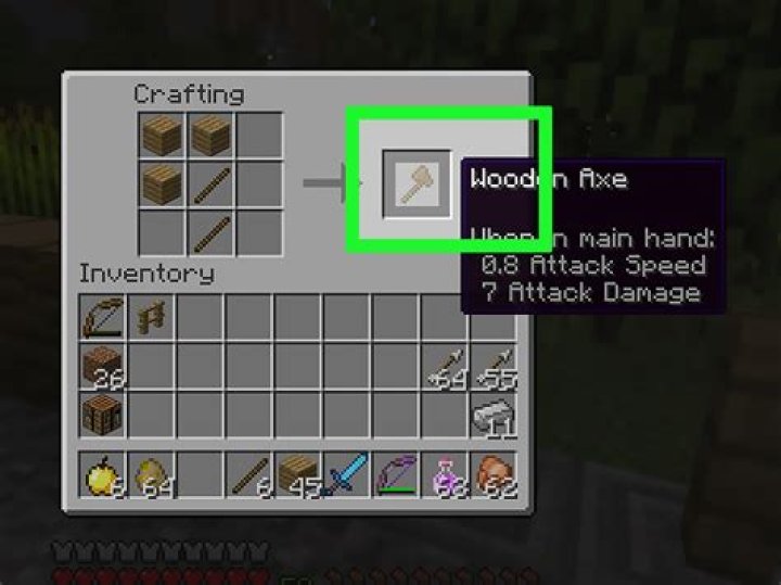 Crafting recipe for axe