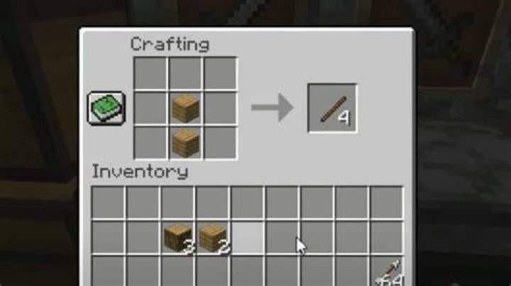 Crafting recipe for sticks