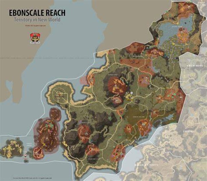 Ebonscale Reach Map for New World MMO