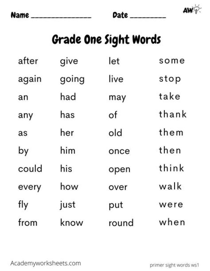 First & Sight Words
