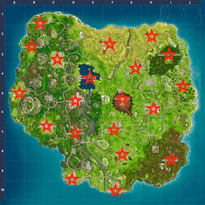 Fortnite five named locations travel path map