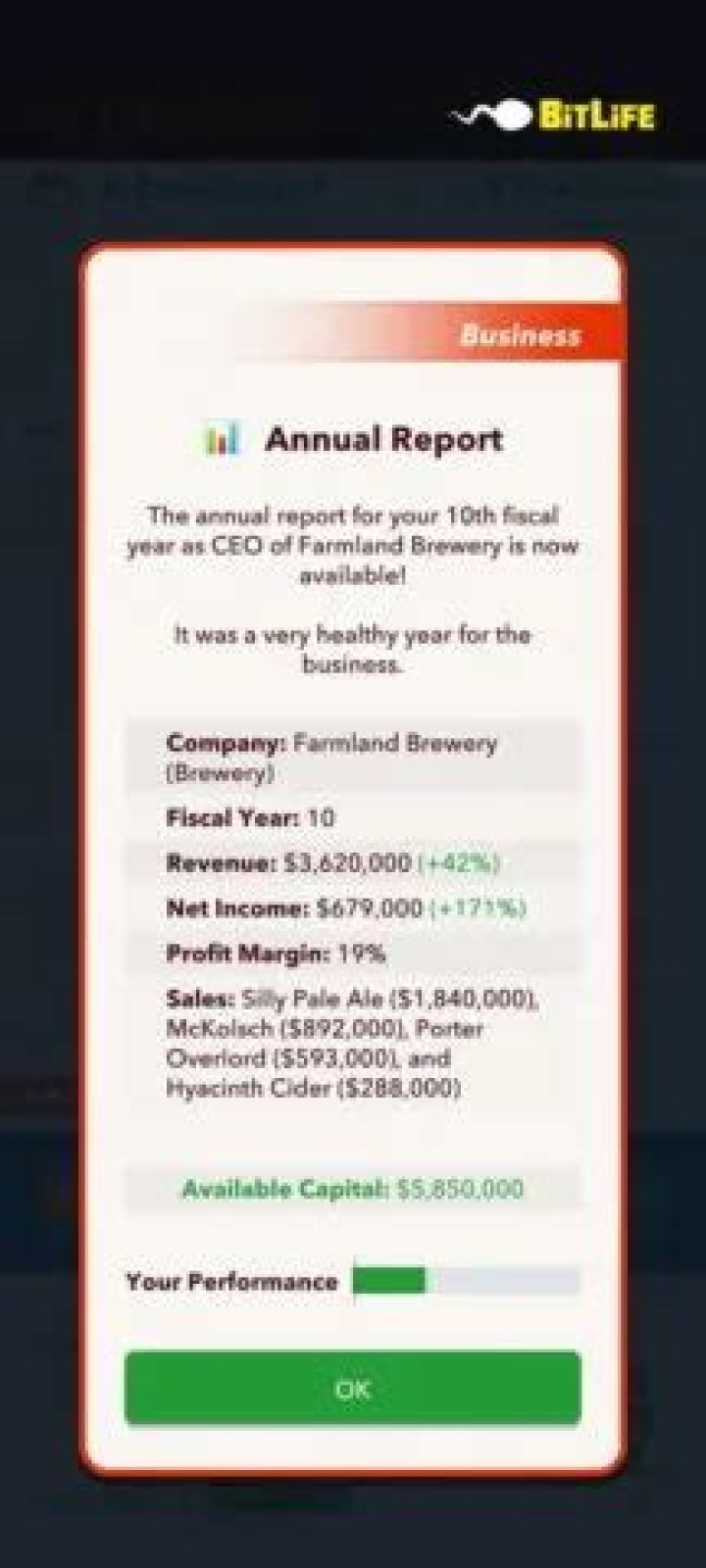 How Business Performance works in BitLife