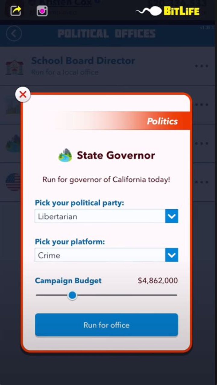 How to become a Governor in Bitlife