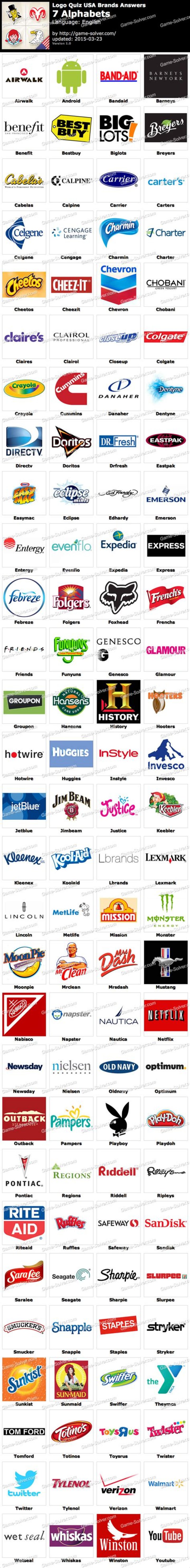 Logo Quiz USA Brands 7 Alphabets Logo Quiz USA Brands 7 Alphabets