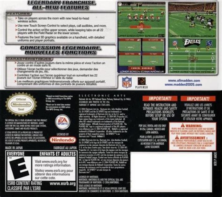 Madden NFL 2005 DS Cheats