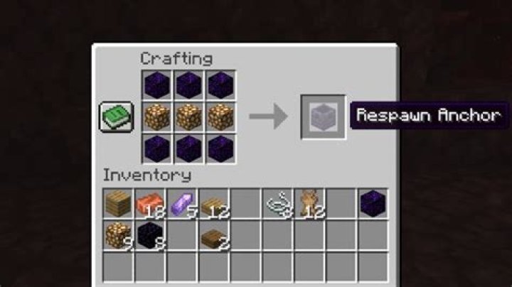 Minecraft crafting recipe for respawn anchor.