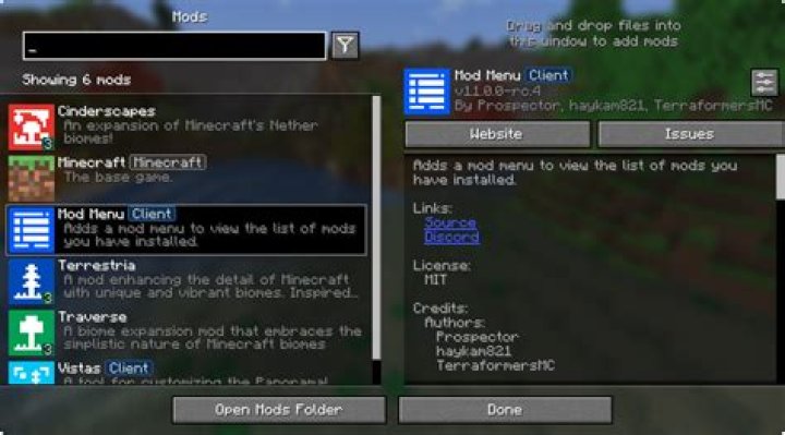 Minecraft Mod Menu