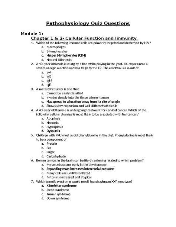 Pathophysiology chapter 2 Quiz