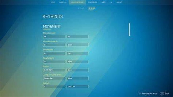 pc keybinds splitgate 