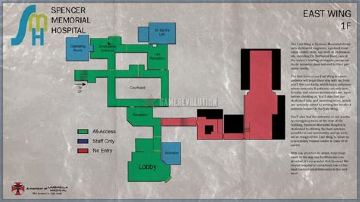 RE3 Remake Hospital 1F Map