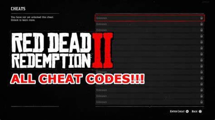 Red Dead Redemption 2 cheat codes