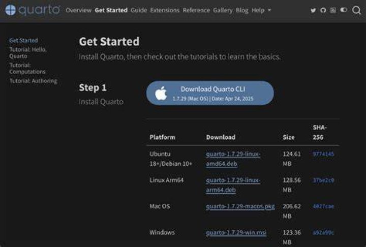 Screenshot of Quarto