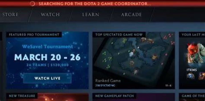 Searching for Dota 2 Game Coordinator Error