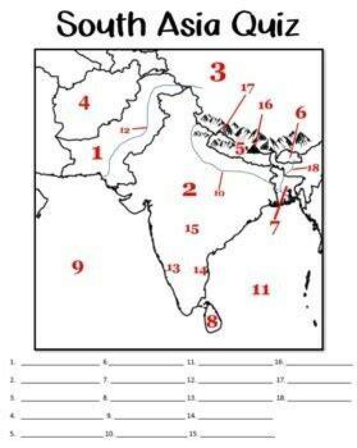 South Asia Practice Map Quiz