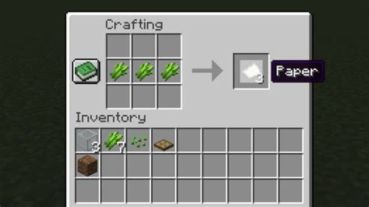 The Minecraft recipe for Paper.