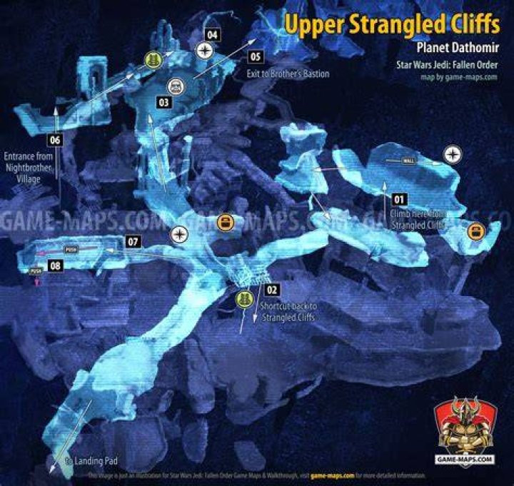 Upper Strangled Cliffs Map, Dathomir for Star Wars Jedi Fallen Order
