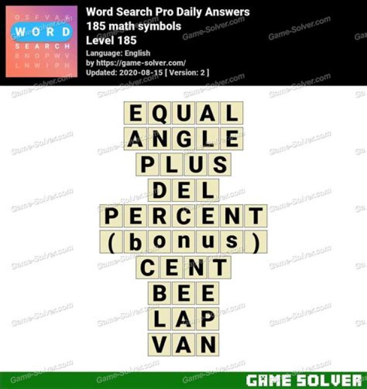 Word Search Pro 185 math symbols Answers Word Search Pro 185 math symbols Answers