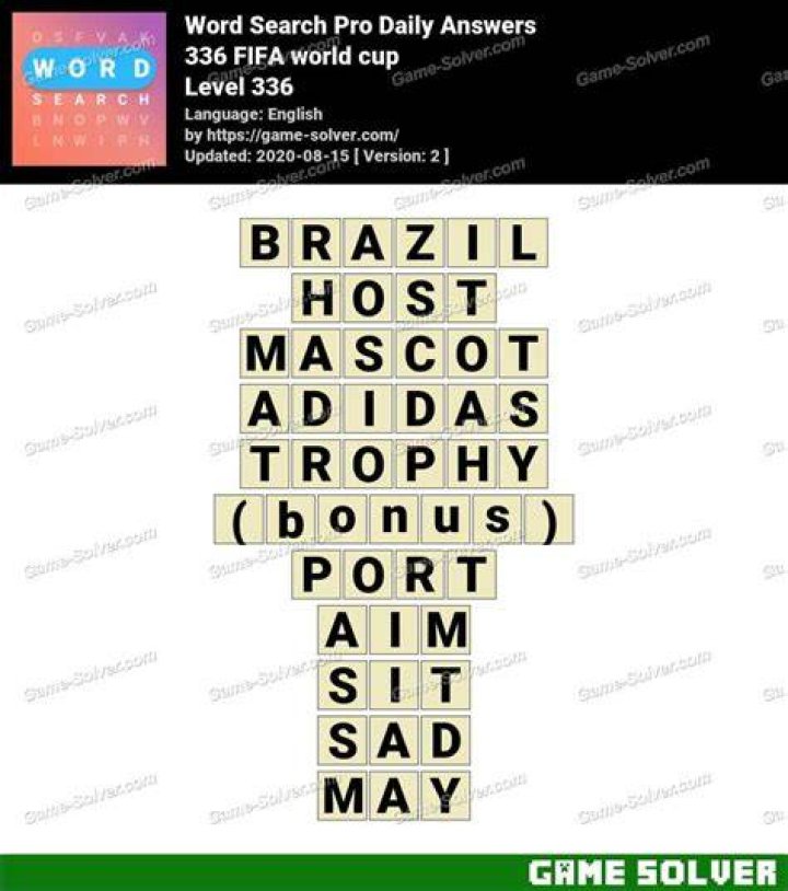 Word Search Pro 336 FIFA world cup Answers Word Search Pro 336 FIFA world cup Answers