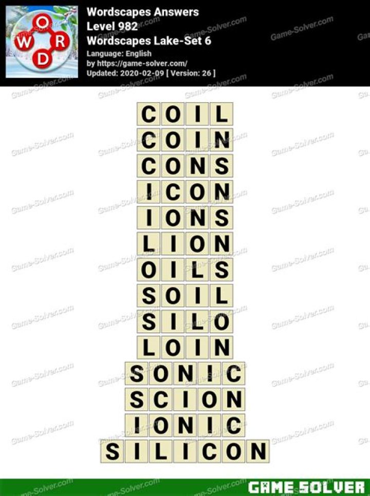 Wordscapes Lake-Set 6 Answers Wordscapes Lake-Set 6 Answers