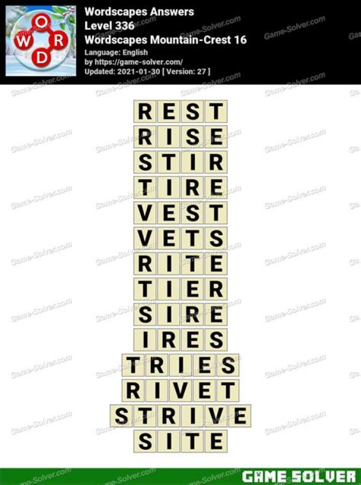 Wordscapes Mountain-Crest 16 Answers Wordscapes Mountain-Crest 16 Answers