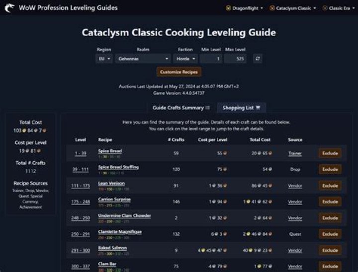 WoW Classic Cooking Guide